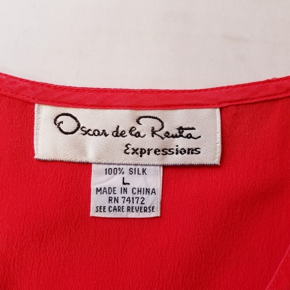🌸Oscar de la Renta | 100% Silk Sleeveless top, L - Picture 6 of 8